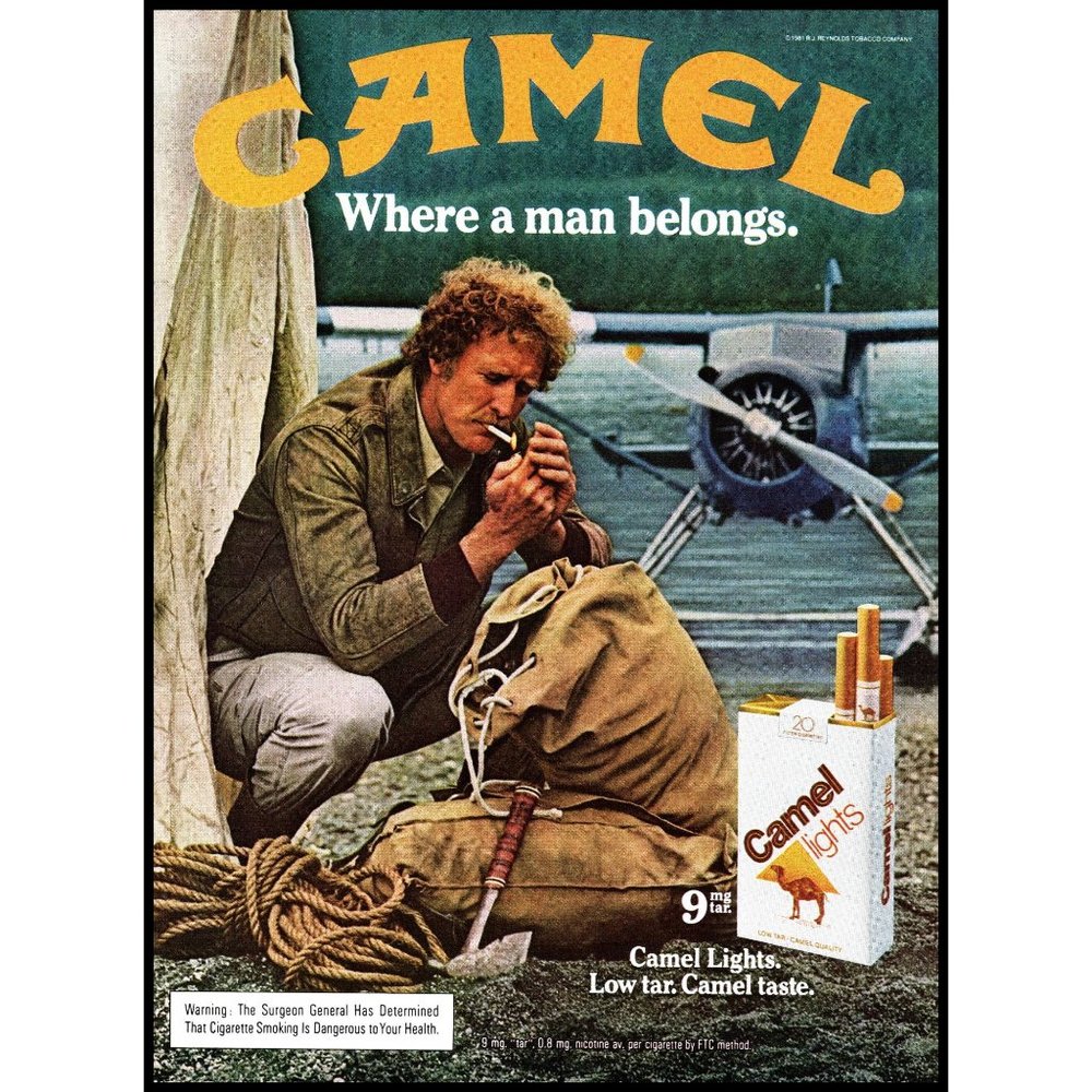 1981 Camel Lights Cigarettes Vintage Print Ad Sea Plane Nature Sexist Wall Art